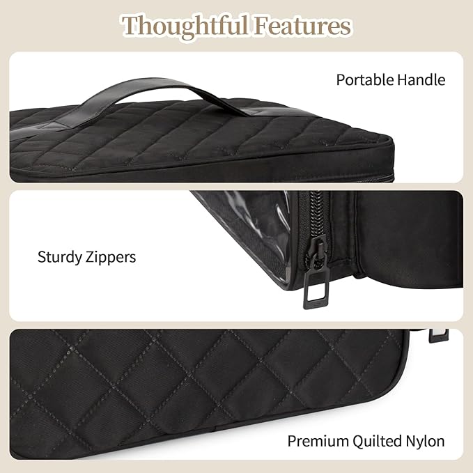 Nail Polish Organizer, Nail Polish Storage Holds 42+ Bottles & Nail Lamp, Portable Travel Nail Kit Storage Carrying Case Fits Nail Suppiles, Gift for Manicurist, Grils - Black