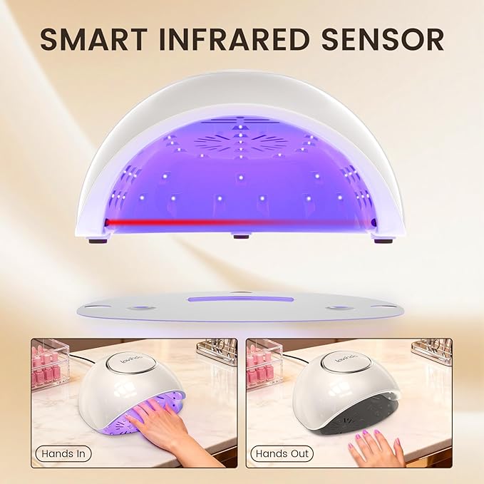 Lavinda 2-in-1 UV LED Nail Lamp with Red Light Skincare, 54W UV Light for Gel Polish Nails, Professional Fast Curing Nail Dryer with Auto Sensor & 4+2 Timer Settings, Nail Art Tools for Salon Home Use