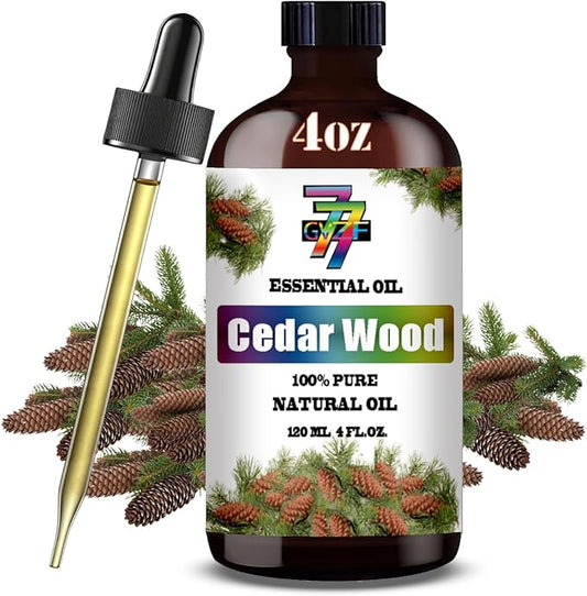 Cedar Wood Essential Oil (4 oz/120 ml) — Cedar Wood Oils for Aromatherapy, diffusers, humidifiers, Home fragrances, DIY Skincare, soap Making, DIY Candle, Relaxation, Yoga, and Meditation