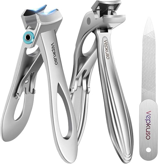Toenail Clippers & Nail Clippers Set for Seniors - Heavy-Duty Long Handled Toenail Clippers for Thick Toenails, Men & Women | Hygienic Manicure Set | Gift Idea