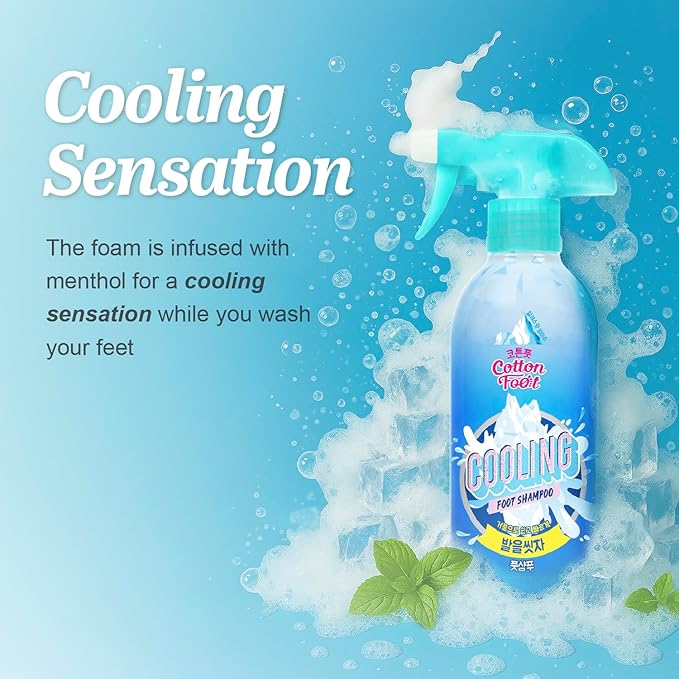 Cotton Foot - Foot Shampoo Soap (Menthol Cooling, 13fl oz*2, Pack of 2) - Refreshing Cleanse Spray, Deodorizing Foot Care Wash. Foaming Wash, Easy to Use