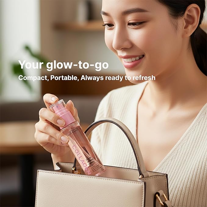 Auras Collagen Firming Mist K-Beauty | Fresh Activated Oxygen Formula Hydrating Spray Serum with Collagen Peptides, Korean Skincare Toner & Setting Mist for Dry, Aging Skin, 3.4 fl oz