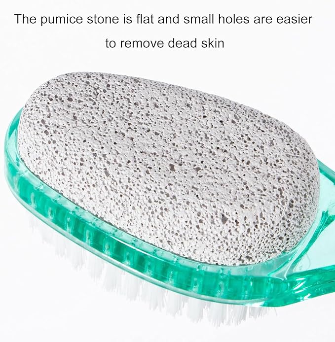 4 Pcs Foot Brush for Shower with Handle 2 in 1,Ooloveminso Large Foot Pumice Stone Brush Scrubber Foot File Calluses Remove Suitable for Horniness Foot Spa,Foot Care Smooth Skin (Green&Transparent)