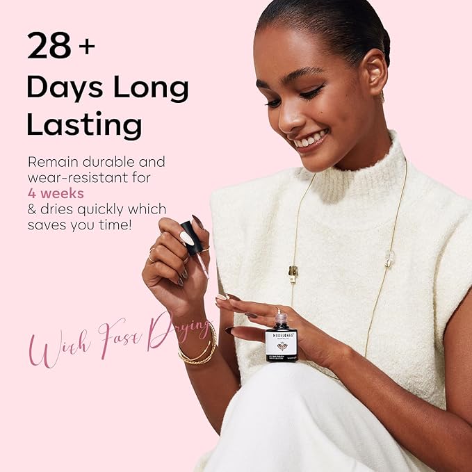 modelones Gel Nail Polish, 15 ML Pink Light Pink Gel Polish Nail Polish High Gloss Soak Off U V French Nail Manicure Salon DIY for Women Girls