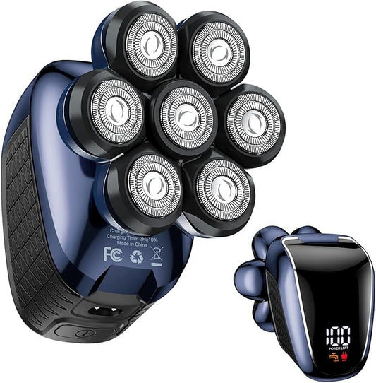 Head Shavers for Bald Men: 5-in-1 Electric Razor - Waterproof Wet Dry Shaving - Professional Grooming Kit for Balder - Rechargeable Head Shavers for Face/Beard Use (Dark Blue)