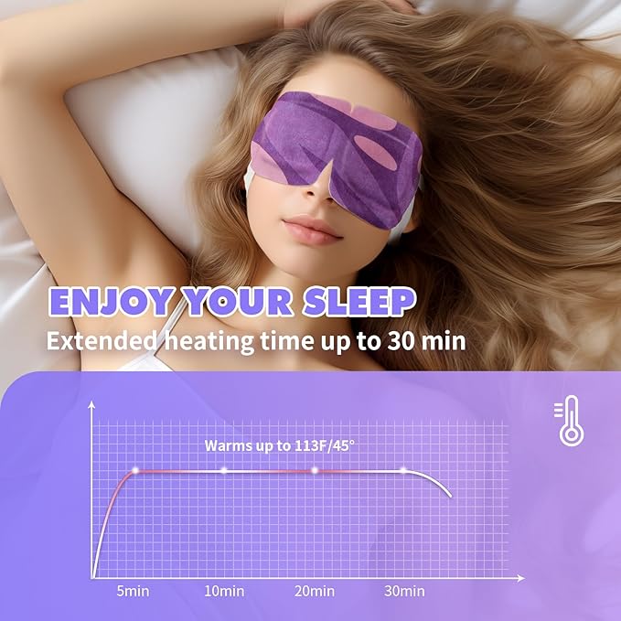 18 Packs Steam Eye Mask for Dry Eyes Self Heating Masks Cornea Care Rest Disposable SPA Warm Compress,Eye Mask for Sleep,Stye Eye Treatment,Reduce Eye Fatigue Travel Essentials (Lavender)