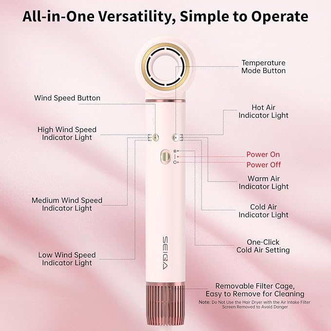 7 in 1 Hot Air Styler Hair Dryer Brush, 110,000 RPM High-Speed Frizz-Free Blow Dryer for Fast Drying, Curling Volumizing Smoothing & Styling, Hair Styler, Straightening Curler