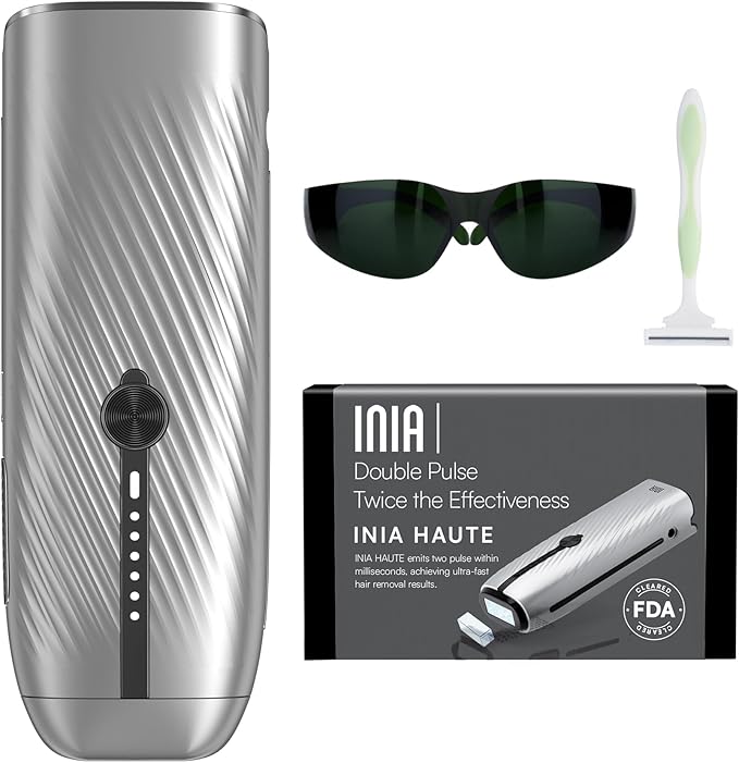 INIA Laser Hair Removal for Women and Men, IPL Hair Removal Device with Ice-Cooling, Double Effectiveness & 5 Flashes per Second for Long-Lasting and Nearly Painless Results