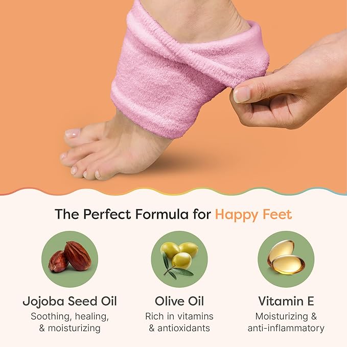 ZenToes Moisturizing Socks for Cracked Heel Treatment, Vitamin E, Olive Oil and Jojoba Oil Heel Socks, Stocking Stuffers for Women, Spa Self Care Gifts for Women (Fuzzy Blue and Pink, Regular)