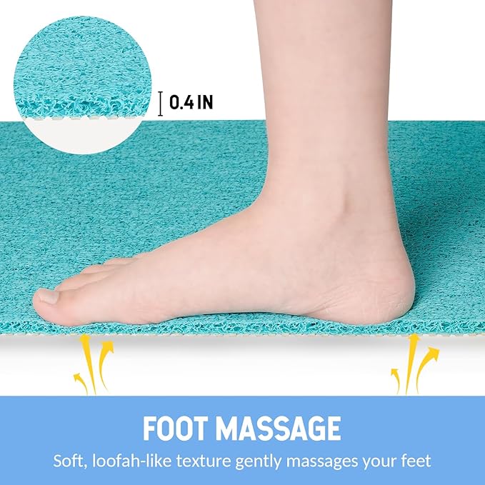 Non-Slip Bathtub Mat, Anti Slip Shower Mat, Fast Drying Bathtub Mats, Foot Scrubber Mat, Anti Slip Mat for Tub, Floor, Bathroom, Kitchen, Home, Hotel (Turquoise Blue 32"×17")
