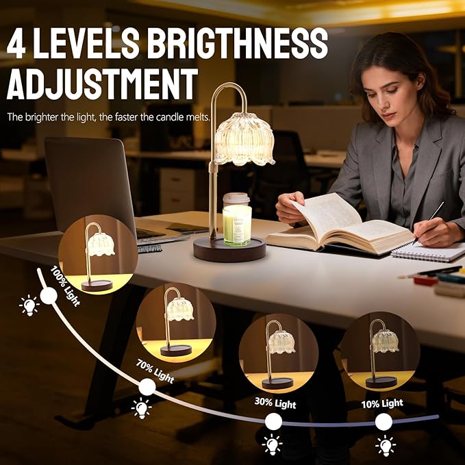 GEEZO Fragrance Candle Warmer Lamp，Electric Candle Warmer with Timer & Dimmer，Mom Christmas Birthday Gifts for Women, House Warming Gifts New Home Bedroom Decor