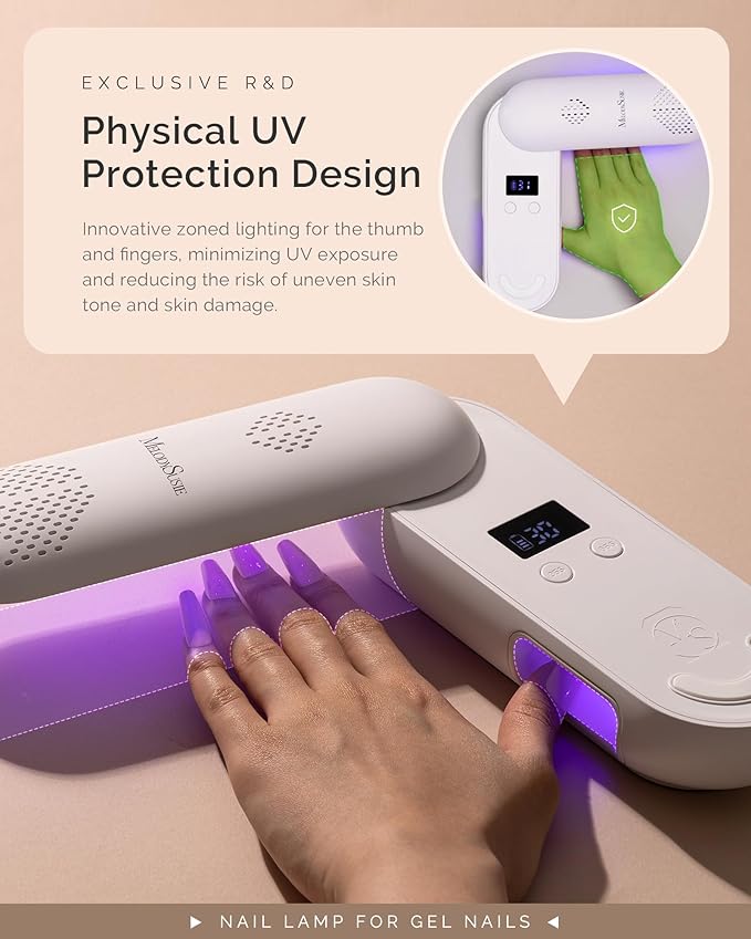 MelodySusie Compact Cordless UV Nail Lamp, P-PLUS20F with Innovative Rotatable Panel & UV Protection Design, Rechargeable UV Light Cures All Gels, Especially Rhinestone Glue & Liner Gel Polish Pink