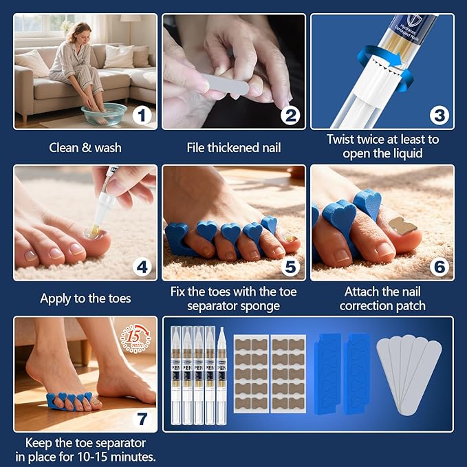 iKeener Toe Nail Fungus Treatment- Extra Strength Toenail Fungus Treatment Pens for Athletes Foot, Tea Tree Oil + 25% Undecylenic Acid for Toenails and Fingernails, Home Use 0.5 Fl Oz (Pack of 5)