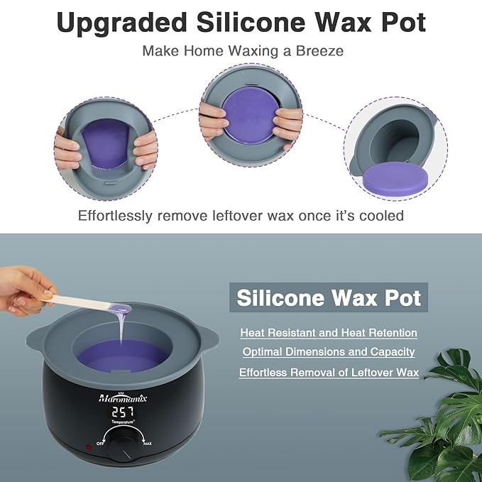 Waxing Kit -Digital Wax Warmer Machine for Hair Removal with 4 Packs of Hard Wax Beads & Silicone Pot for Full Body, Legs, Face, Eyebrows, Bikini, Brazilian at Home Waxing Kit for Men Women