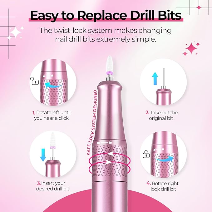 Electric Nail Drill Professional: 40000RPM Electric Nail File Kit Efile Nail Drill Machine with LCD Display for Acrylic Gel Nail, Manicure Pedicure Polishing Nail Grinder for Salon Home Use