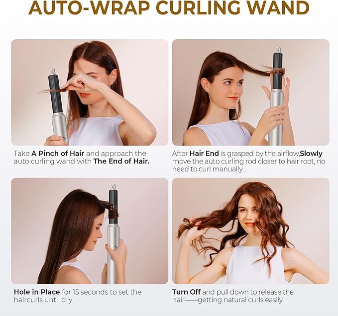 5 in 1 Blow Dryer Brush,Hair Dryer Brush with Detachable Air Styler,Negative Ionic Magic Hair Styler,Hot Air Brush for Women Volumizer,Straightener,Drying