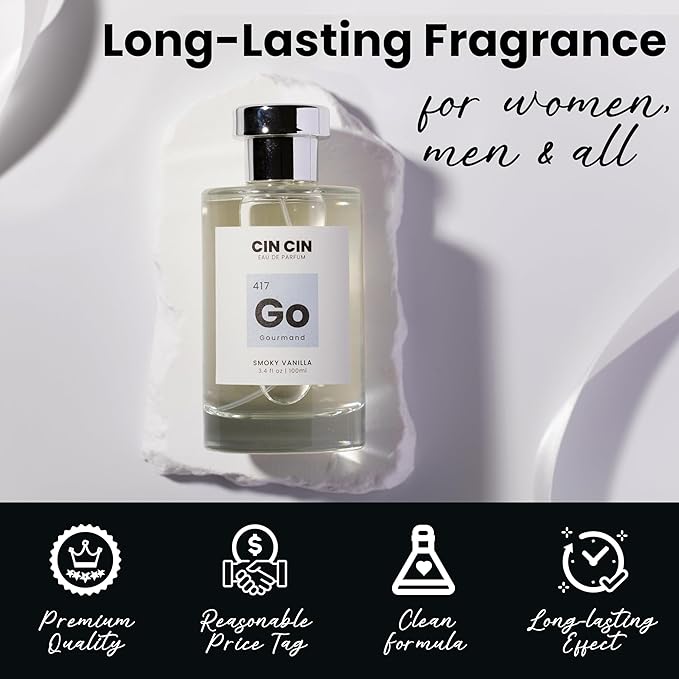 Cin Cin Smoky Vanilla - Gourmand 417 EDP 100ml Inspired by T.F's Tobacco Vanille - Long-Lasting Tobacco Vanilla Dupe Perfume for Men & Women - Paraben-Free & Concentrated Eau De Parfum Fragrance