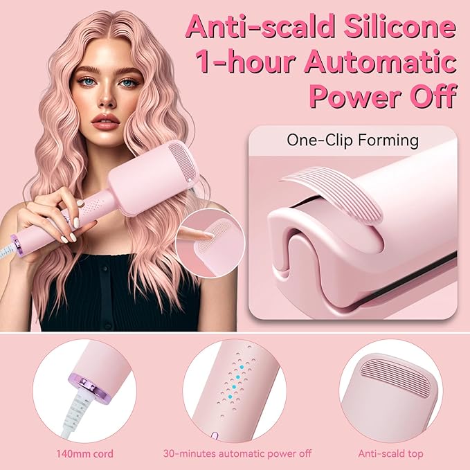 Curling Iron Hair Crimper Waver - CHIKYO 3 Barrel Rovy Wave Curling Iron, 1.25 Inch Ionic Beach Waves Curling Wand, Deep Waver Hair Curler Hot Tool with Ceramic for Women, Dual Voltage, Easy to Use