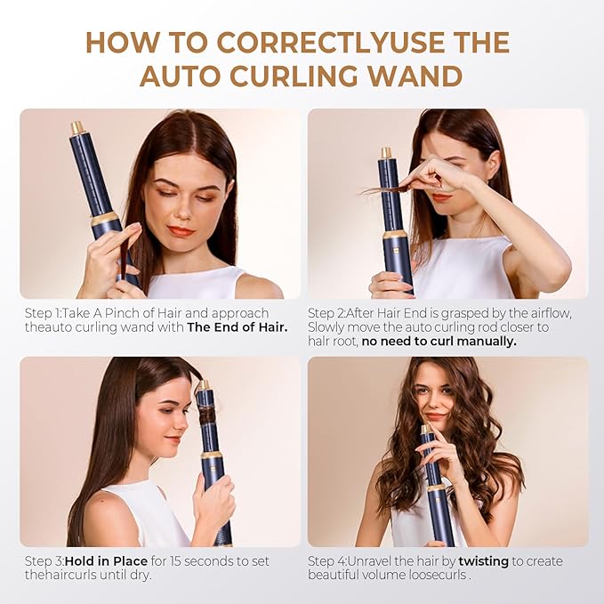 Blow Dryer Brush 5 in 1, Negative Ion Hair Dryer Brush Set Upgrade Hot Air Brush Air Styler Curling Wrap Air Curler, Curling Iron Hair Styling Tools As A Gift for Straight/Curl/Drying/Smoothing