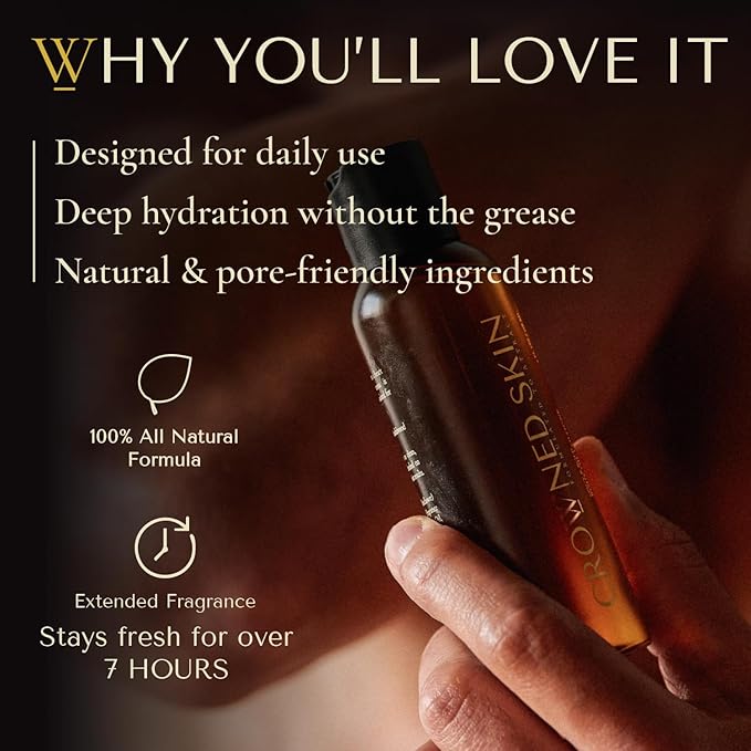 Crowned Skin King Body Butter Cologne and Body Oil Cologne Bundle | New Moisturizing Formula | Skin Care Set with Warm Sandalwood & Leather Scent | Natural Shea & Mango Butter | All-Day Fragrance