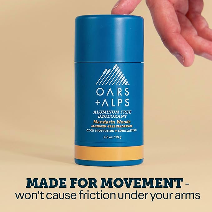 Oars + Alps Deodorant for Men & Women, Aluminum Free Deodorant for Men, Dermatologist Tested, Clean Ingredients, Vegan, Long Lasting, Mandarin Woods, 2pk, 2.6oz