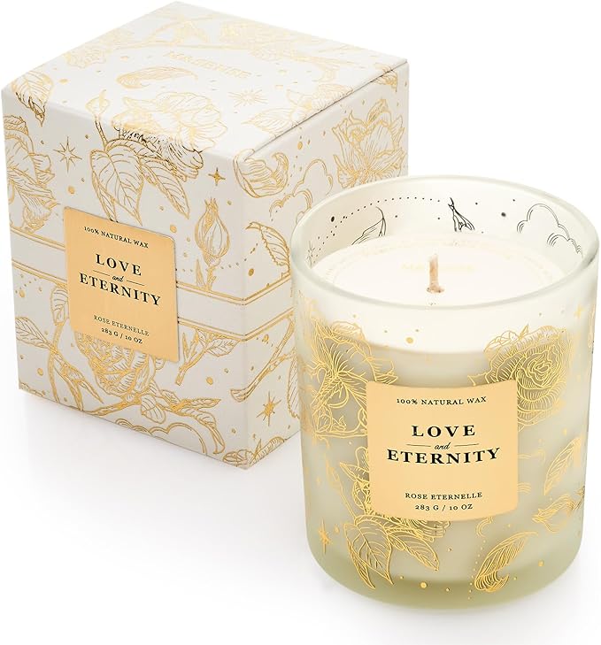 M&SENSE Holiday Scented Candle Gift for Women and Men - Rose Scent, 10 oz Soy Wax, Birthday, Holiday,Christmas,New Year Gift