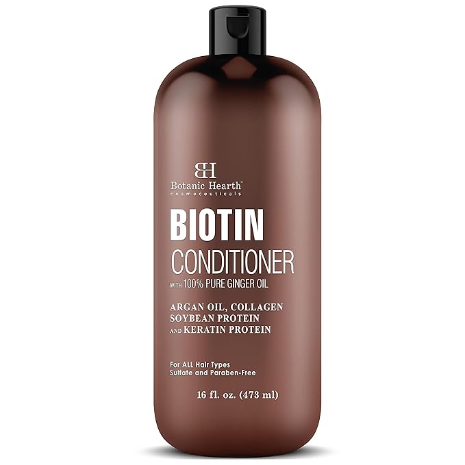 Botanic Hearth Biotin Conditioner With Ginger Oil & Keratin | For Hair Growth |With Turmeric Extract, Argan Oil, Tea Tree Oil & Vitamin E | Sulphate & Paraben Free | 16 Fl Oz