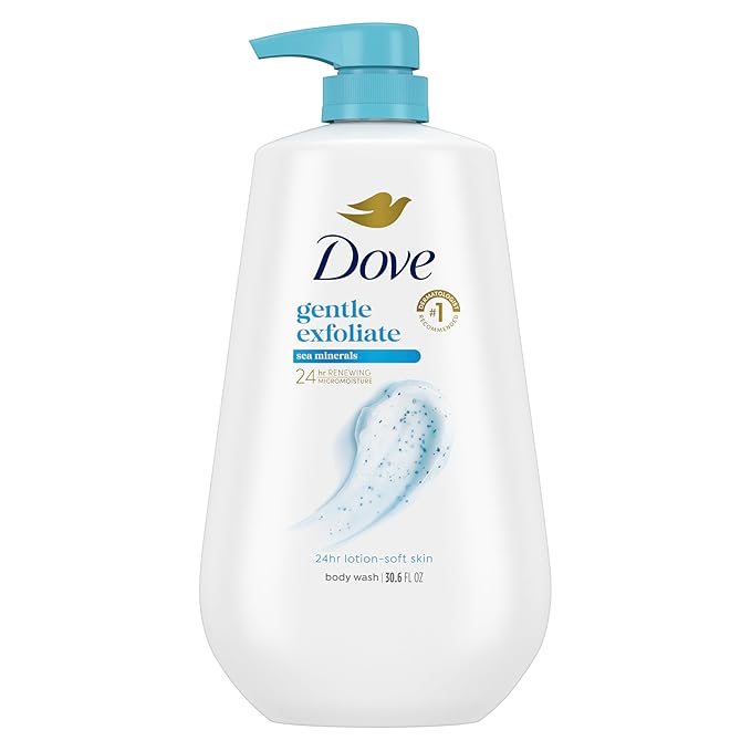 Dove Body Wash with Pump Gentle Exfoliate with Sea Minerals For 24hr Lotion-Soft Skin Moisturizing Skin Cleanser with No Sulfates No Parabens 30.6 oz