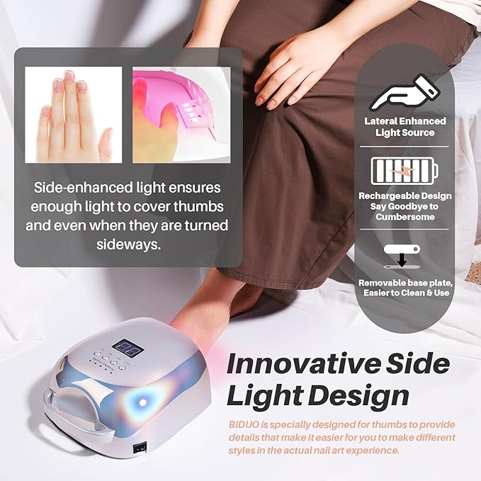 52 Beads Professional Nail Lamp,Cordless LED UV Light for Gel Nails,Electroplated Mirror-Finish Inner Wall and Base Plate,Rechargeable 18000 mAh Battery,84W High Power (Holographic Silver)