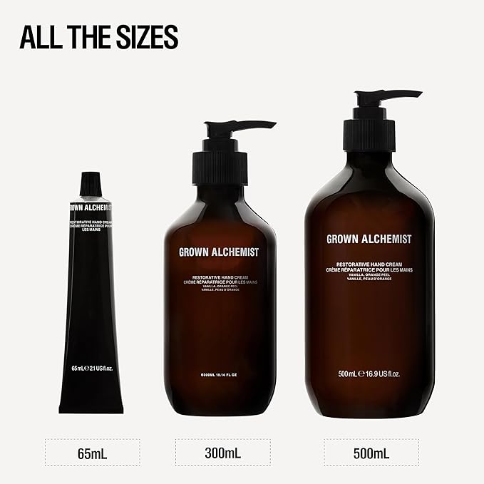 Grown Alchemist Restorative Hand Cream. Vanilla and Orange Peel. Non-Greasy Moisturizer to Nourish and Soften Hands (65ml).