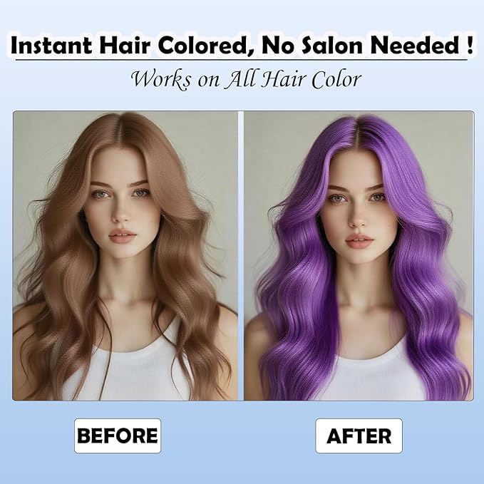 Purple Hair Spray, Hair Color Spray for Women and Kids, Washable Purple Hair Dye, One-Time Use, Non-Sticky Root Touch Up, Natural Hair Color Wax for Party, Cosplay, Halloween, Christmas (purple)
