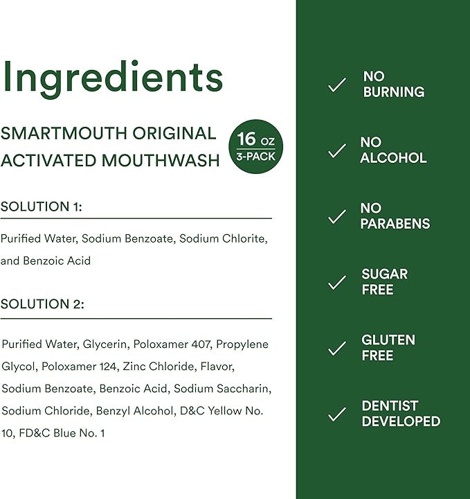 SmartMouth Original Activated Mouthwash - Adult Mouthwash for Fresh Breath - Oral Rinse for 24-Hour Bad Breath Relief with Twice Daily Use - Fresh Mint Flavor, 16 fl oz (3 Pack)