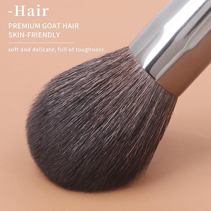 Deluxe Natural Goat Hair Makeup Brush Set with Case, 24 Cosmetic Brushes Makeup Set, Wooden Natural Makeup Brushes, Natural Bristle Makeup Brush, Natural Hair Makeup Brushes Set Professional.