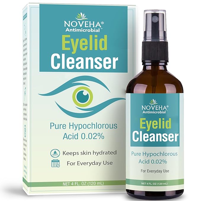 NOVEHA Eyelid Cleanser | Stye Eye Treatment | Eye Lid Cleaning | Dry Relief | Fast Acting Soothing Eyelid Cleansing Formula | Pure and Gentle Lash Hypochlorous Acid Spray (4oz - 1 Pack)