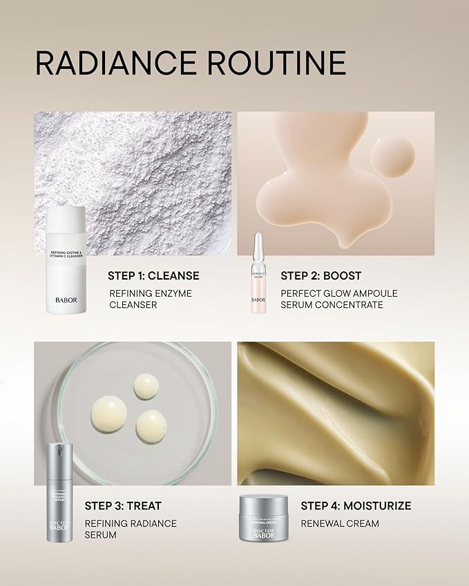 BABOR Enzyme & Vitamin C Powder Cleanser – Water-Activated Face Wash for Brightening & Exfoliation | Gentle Daily Polish for the Look of Refined Pores & Radiant-Looking Skin | Travel-Friendly