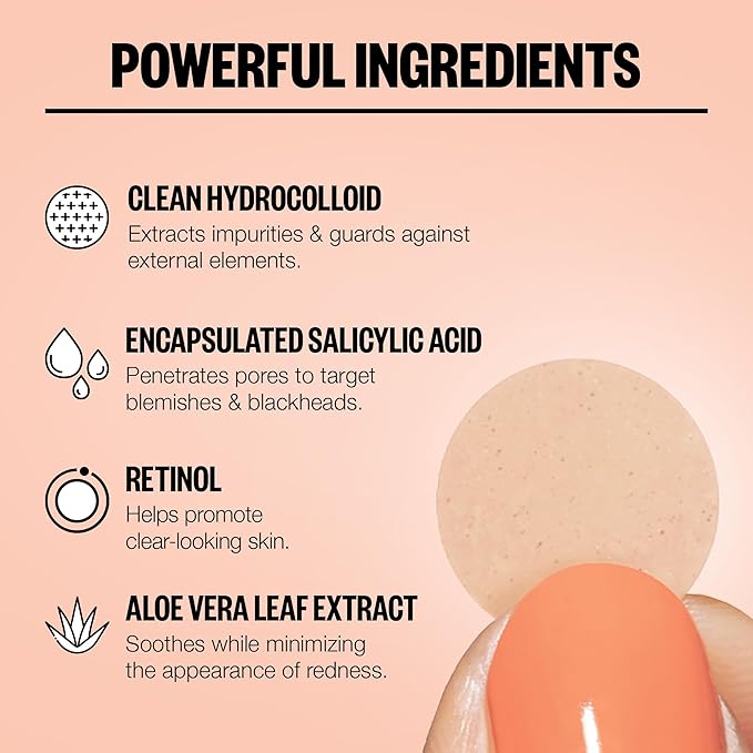 PEACE OUT Acne Healing Dots Helps Clear Blemishes Overnight, Fast Acting Hydrocolloid Pimple Patches for Breakouts with Salicylic Acid, Retinol and Aloe Vera, Award Winning Skincare Solution 60 Count