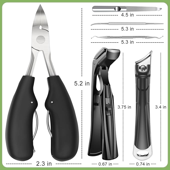 Toenail Clippers for Seniors Thick Toenails, Angled Head Large Toe Nail Clippers for Thick Nails for Men, Heavy Duty Ingrown Toenail Clippers with Wide Jaw, Slanted Nail Clippers with Long Handle