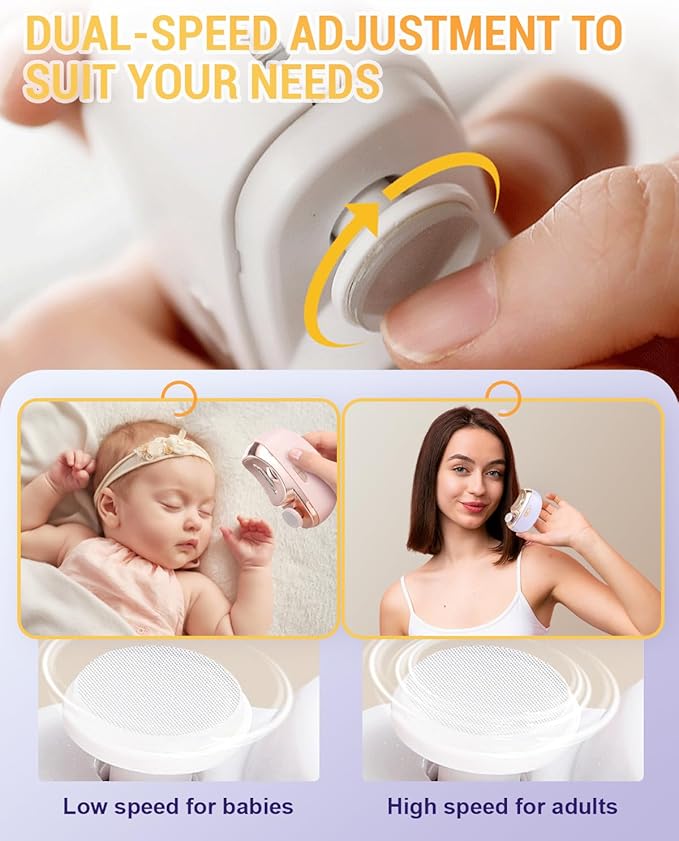 2026 New 2 in 1 Electric Nail Clippers, 2 Speeds Automatic Nail Clippers for Fingers and Toes with LED Light & Clip Storage, Electric Nail Trimmer for Senior Adults (Black)