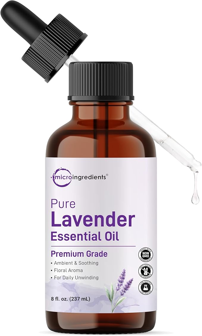 Pure Lavender Essential Oil, 8 fl oz | Premium Grade Liquid Drops | DIY for Natural Aromatherapy, Soap, Lotion, Diffuser, Candles, Body & Scalp Massages | Soothing Floral Aroma | Cruelty Free