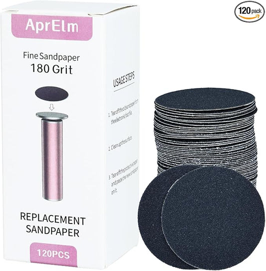 120pcs Replaceable Sandpaper for Electric Foot Callus Remover, 180 Grit Fine Sandpaper Refill Discs