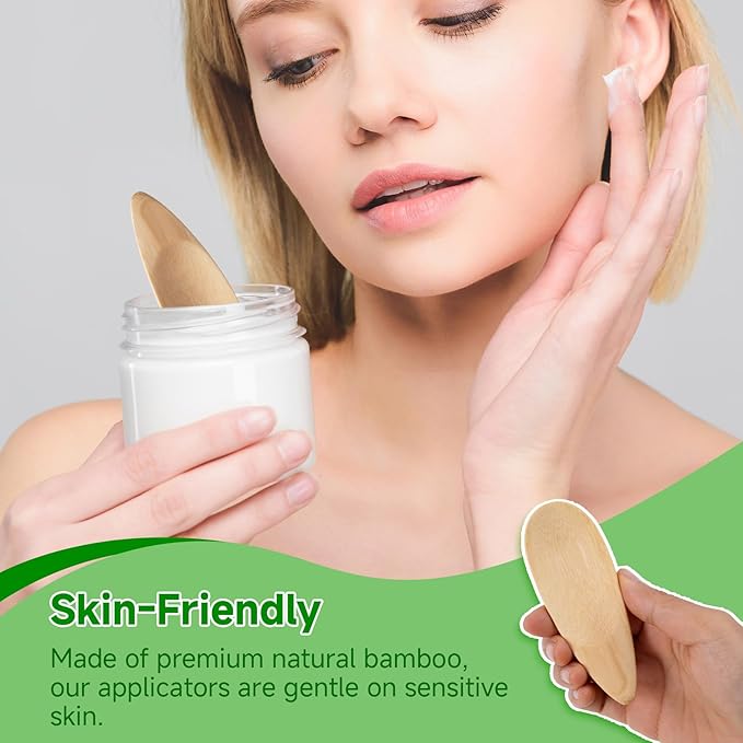 2 Pcs Deodorant Applicators, Bamboo Cream Applicator, Multifunctional Makeup Spatula, Mini Spoon for Mud Cosmetic Clay, Deodorant Cream, Mask (Bamboo, 1.57x3.94inch)