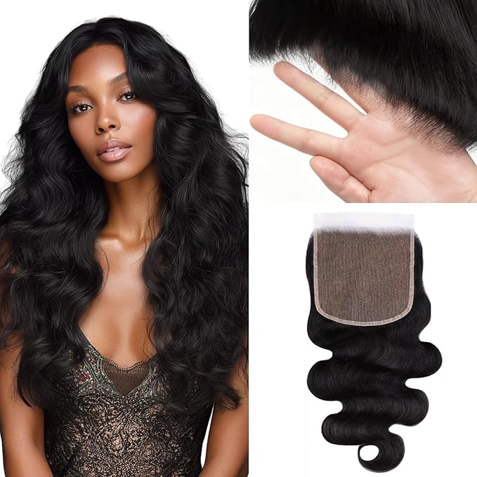 Lashey 6x6 SKINLIKE HD Lace Closure Body Wave, 0.10mm Ultra-Thin Invisible Real HD Closure Pre Bleached Knots Pre Plucked Hairline Human Hair, 22 Inch Natural Black
