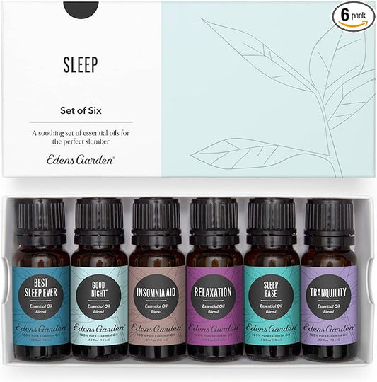 Edens Garden Sleep Essential Oils 6 Set – 100% Pure Therapeutic Grade & Undiluted Natural Aromatherapy Blends for Relaxation, Calm & Restful Nights – for Diffusers, Home & Bedroom, 10 ml/ 6 Pack
