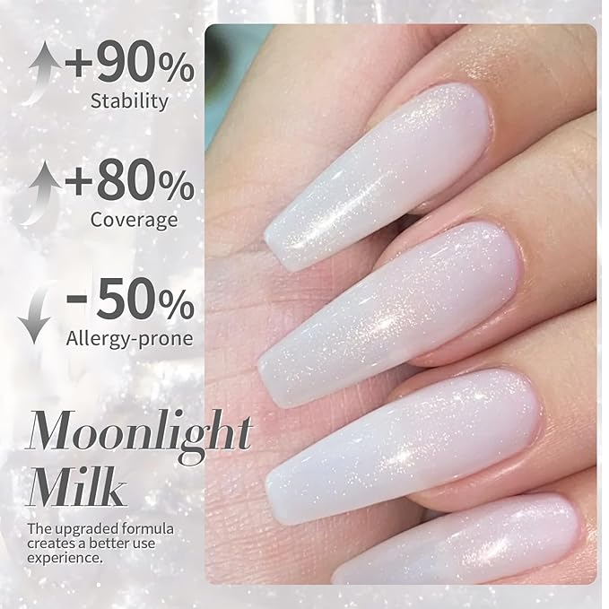 Born Pretty Jelly Gel Nail Polish Milk Glitter Jelly Gel Polish Sparkle Moonlight White Color Gel Nail Polish Soak Off U V Gel Polish for Nail Art 15ml