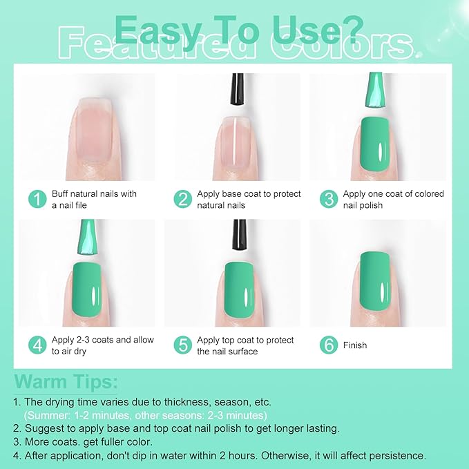 Major Dijit Seafoam Green Quick Dry Regular Nail Polish - Nail Art Lacquer, 0.41 Fl Oz