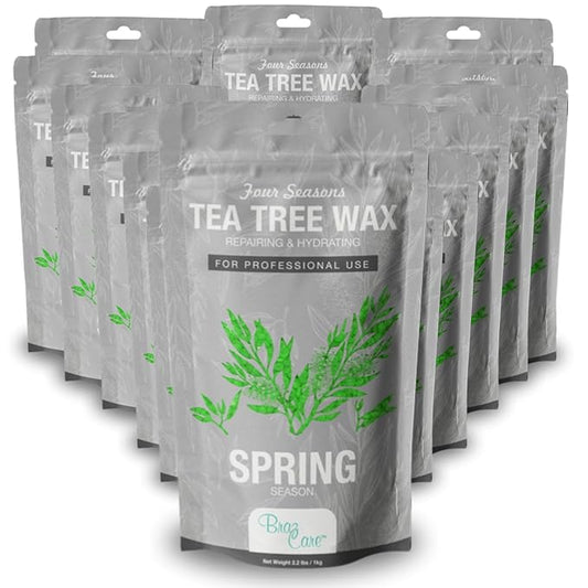 Professional Tea Tree Wax Case - 12 Pack Hard Wax for Sensitive Skin Hair Removal – Antiseptic Tea Tree Oil Infused – Salon Quality Stripless Wax for Face, Bikini, Brazilian – Bulk Waxing Supplies
