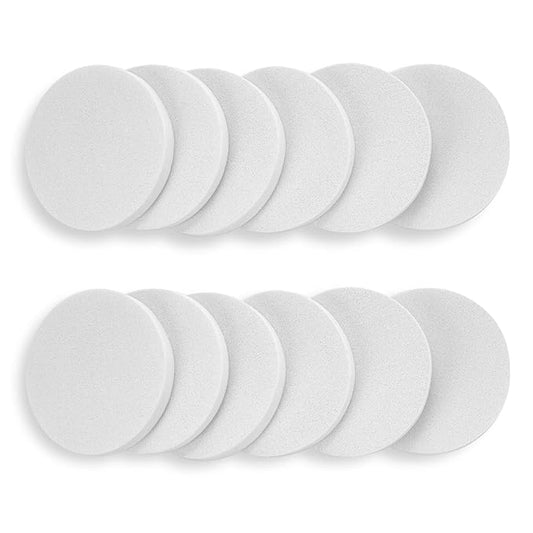 Round Sponge Puff Set 12 Pieces 2.2 Inch White Facial Powder Blender Puffs Foam Sponges Applicator For Liquid Foundation Makeup Cosmetic, Facial Cleanser