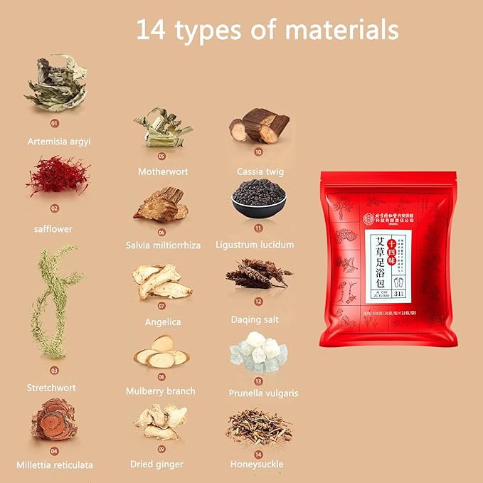 30 PCS Body Detox Foot Soak to Remove Toxins,Lymphatic Drainage Ginger Feet Soak,Mugwort Herbal Foot Detoxing Soak for Dry Cracked Feet Dispel Cold Remove Dampness 泡脚足浴包艾草叶