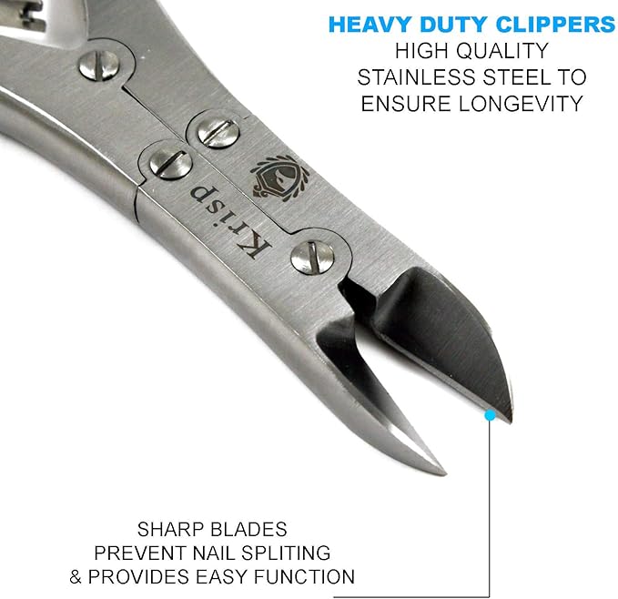 Toenail Clippers for Thick Ingrown Toenails - Professional Nail Cutter Nail Trimmer Podiatry Fingernail Clipper for Men Women Seniors Elderly Podiatrist Heavy Duty Stainless Steel Tool by Krisp Beauty