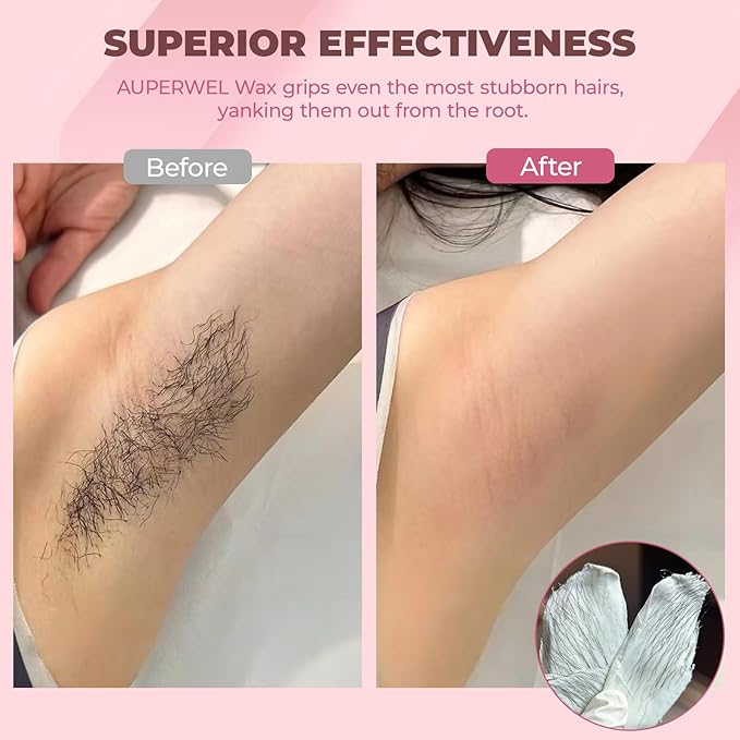 Wax Beads Professional Waxing for Hair Removal | 2.5lb/1.13kg Hard Wax Beads for Brazilian, Bikini, Face & Body | Painless Refill Hard Wax for Sensitive Skin with 20 Sticks